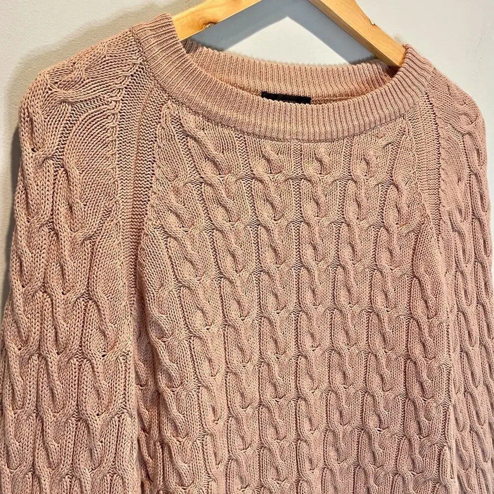 J. Crew Tan Relaxed Fit Cable Knit Sweater - size Small